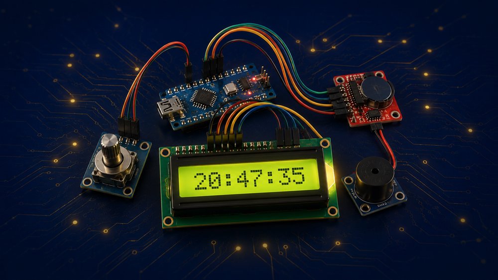 Relógio despertador com Arduino Nano, RTC e encoder rotativo